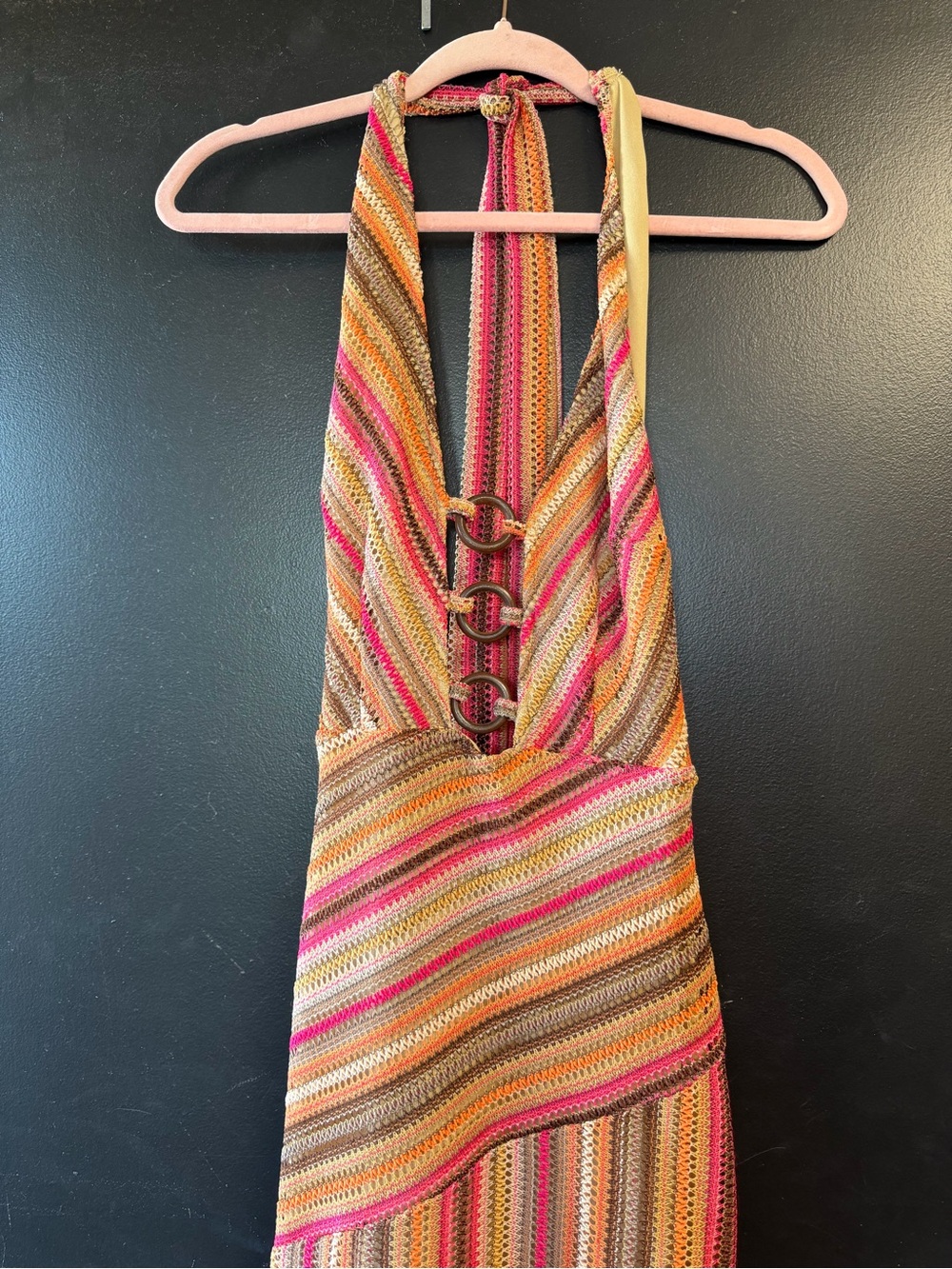 Windsor Multicolor Striped Halter Maxi Dress